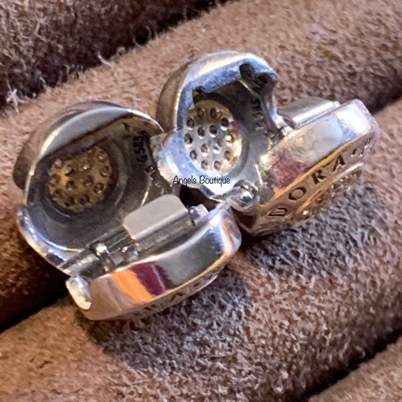 Pandora Two Tone Signature Earrings And Clips - Picture 8 of 8